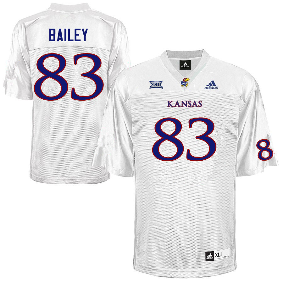 Men #83 Jailen Bailey Kansas Jayhawks College Football Jerseys Sale-White - Click Image to Close